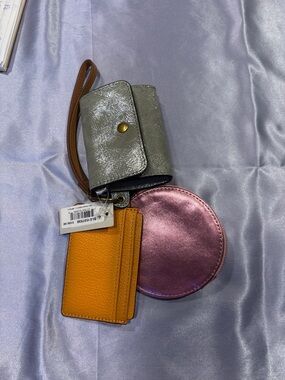 NWT Fossil Rio 3-in-1 LG Metallic Wristlet Keychain Set